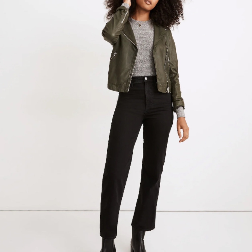 Madewell Slim Wide-Leg Crop Jeans in Lunar Wash Black High Rise 25